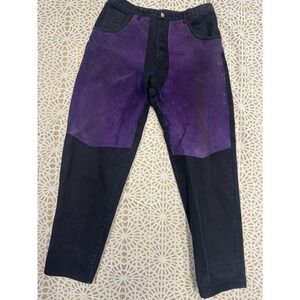 Vintage Machine Jeans Denim Suede Patchwork 90s Pants Size 38X34